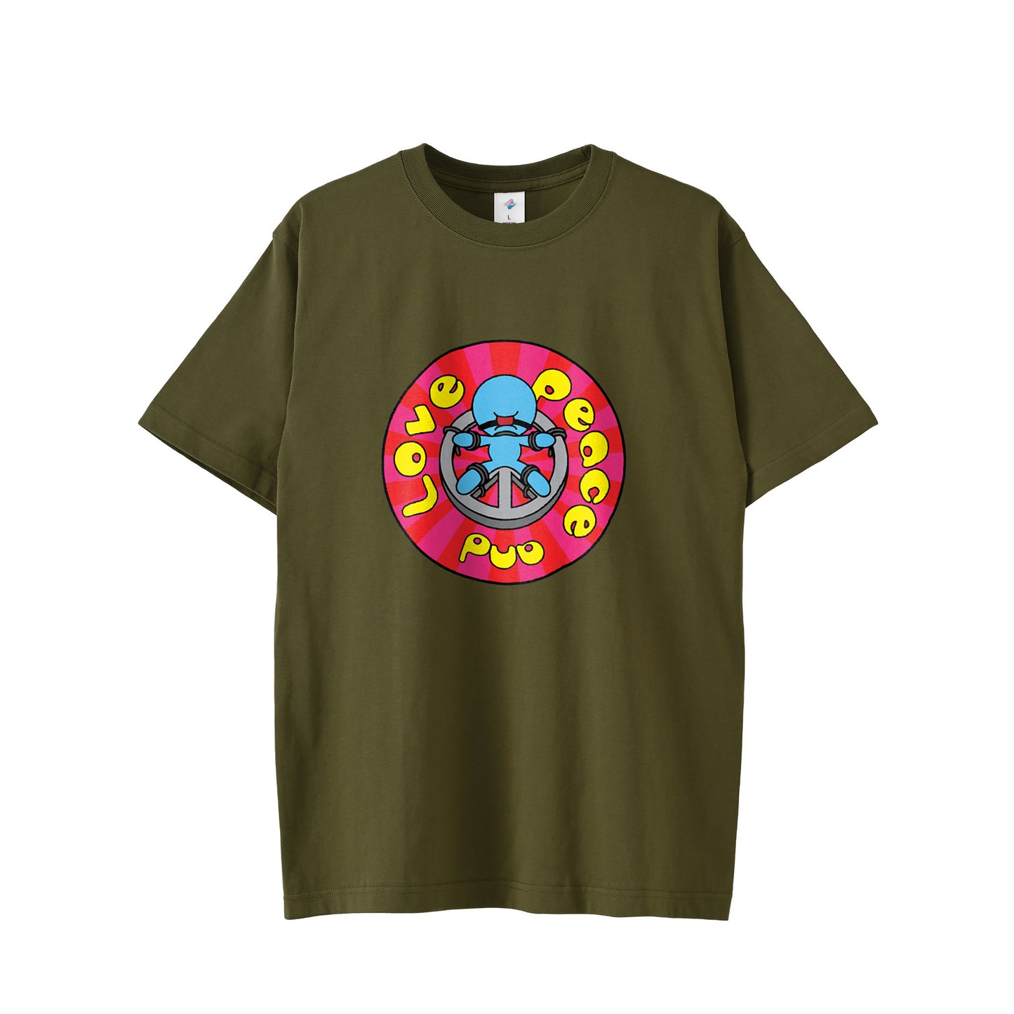 【Tシャツ】Peace and Love olive-drab image