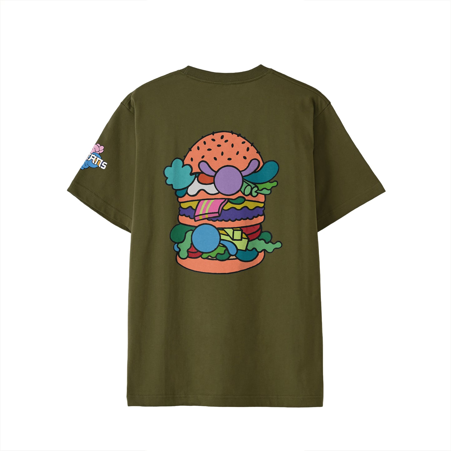 【Tシャツ】ローマンズロゴ×バーガー olive-drab image