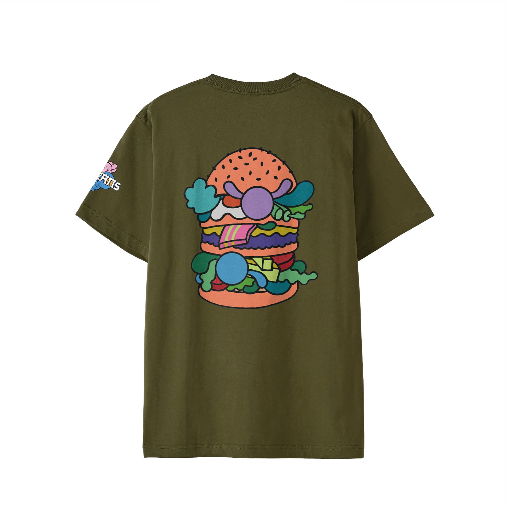 【Tシャツ】ローマンズロゴ×バーガー olive-drab image