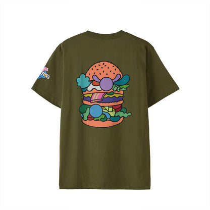 【Tシャツ】ローマンズロゴ×バーガー olive-drab image