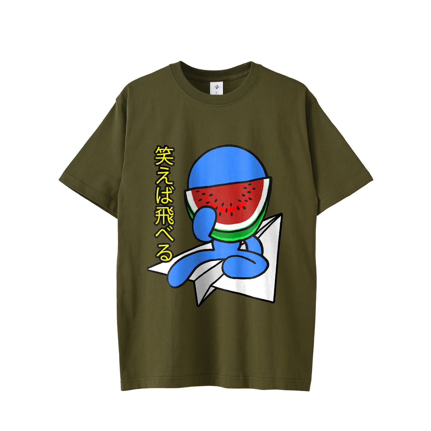 【Tシャツ】スイカスマイル olive-drab image